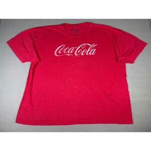 Coca-Cola Mens Graphic T-Shirt Red Heathered Script Logo Short Sleeve 3XL